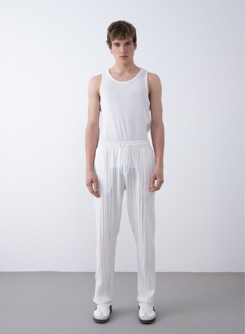 Marrakech Drawstring Casual Trousers for Men – White - Image 2