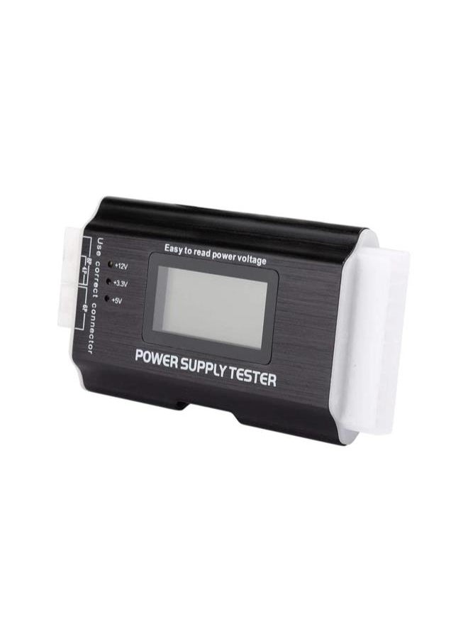 ATX SATA Power Supply Tester, Portable Aluminum Alloy PC Power Supply Tester, Mini Universal High Precise Supports Automatically Alarm for ATX, BTX, ITX, TFX