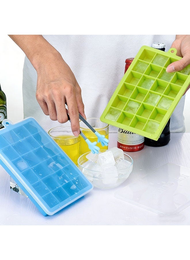 أطباق مكعبات الثلج السيليكونية، 24 طبقًا مربعًا لصنع مكعبات الثلج مع غطاء قابل للإزالة، مجموعة أشكال مكعبات الثلج (3 قطع)، أشكال سيليكون للثلج، جهاز صنع مكعبات الثلج، أطباق ثلج كبيرة لحاويات التجميد، مناسبة تمامًا للويسكي والكاكتيال والمشروبات، إفراج سهل وخالي من BPA، متعدد الألوان - Image 5