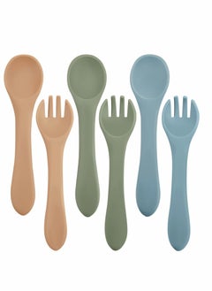 Excefore Baby Utensils, 6 Pieces Silicone Baby Feeding Forks and Spoons Set, Hot Safety First Stage Self Feeding Supplies Mini Kids Utensils for Over 6 Months Babies Boy Girl Toddlers First Stage  - Image 1