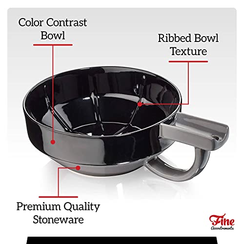 Fine ﻿Mr Lather Bowl, ﻿Gentleman's Ceramic Shaving Cream Bowl, Aerating Ribbed ﻿Texture, Brush Holder, Wall Mount Hole, Dark Color for Visual Contrast, Premium Stoneware Construction (Red) - Image 3