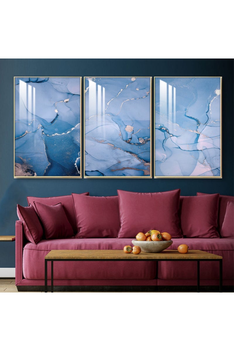 Marktna Three wooden wall painting with a frame and a clear acrylic layer - Image 1