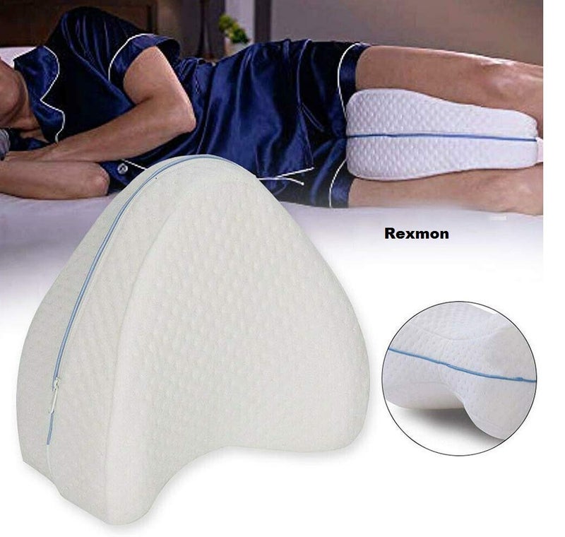 Rexmon Sleeping Memory Foam Pillow Cushion Cotton Leg Pillow Back Hip Joint Knee Pain Relief Cushion Leg Pillow and Knee Pillow White 1 Pcs - Image 3
