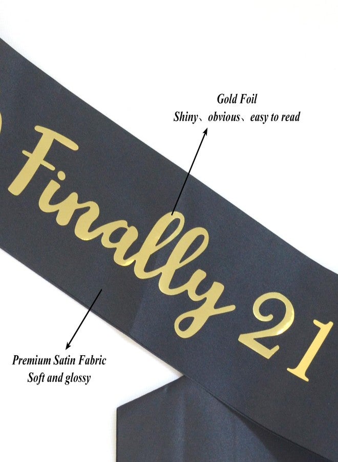 لوويجز وشاح عيد الميلاد الحادي والعشرين من لويجز، وشاح "أخيرًا ٢١" مزين بحروف ذهبية لامعة، مناسب للرجال والنساء، مثالي كهدايا ومستلزمات وديكورات لحفلات عيد الميلاد الحادي والعشرين. - Image 2