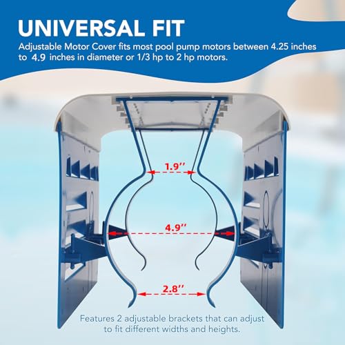 TonGass Universal Fit Pool Pump Motor Cover 13.1" x 8.5" x 8.3" Adjustable Motor Cover for 1/3 Hp to 2 Hp Motors Hard Plastic Covers for Pump Motors Top and Sides - Blue - Image 4