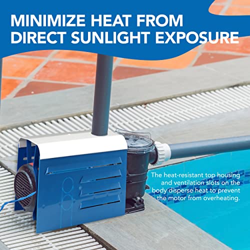 TonGass Universal Fit Pool Pump Motor Cover 13.1" x 8.5" x 8.3" Adjustable Motor Cover for 1/3 Hp to 2 Hp Motors Hard Plastic Covers for Pump Motors Top and Sides - Blue - Image 5
