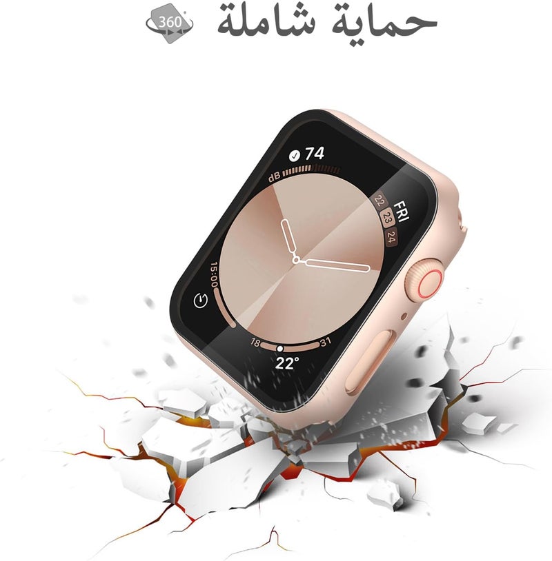 [2 Pack] 1 Rose Gold + 1 Clear Hard Case with Tempered Glass Screen Protector for Apple Watch, Ultra Slim Protective Cover for 40mm Apple Watch SE 3 (2025) SE 2 SE Series 6 Series 5 Series 4 - Image 5
