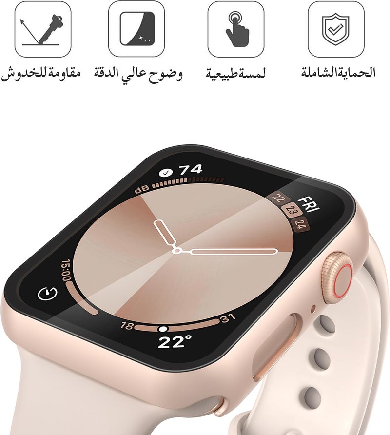 [2 Pack] 1 Rose Gold + 1 Clear Hard Case with Tempered Glass Screen Protector for Apple Watch, Ultra Slim Protective Cover for 40mm Apple Watch SE 3 (2025) SE 2 SE Series 6 Series 5 Series 4 - Image 3
