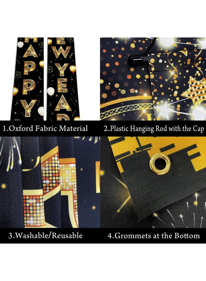 KATCHON بانر باب رأس السنة الجديدة كاتش أون إكسترا لارج - 72x12 بوصة | أسود وذهبي | مستلزمات حفلات ليلة رأس السنة 2025 - Image 3