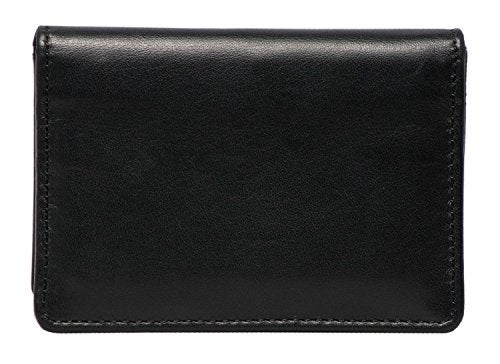 DiLoro Leather Wallets for Men and Women Small Travel Bifold Card Holder Full Grain Black Nappa Leather - Image 1