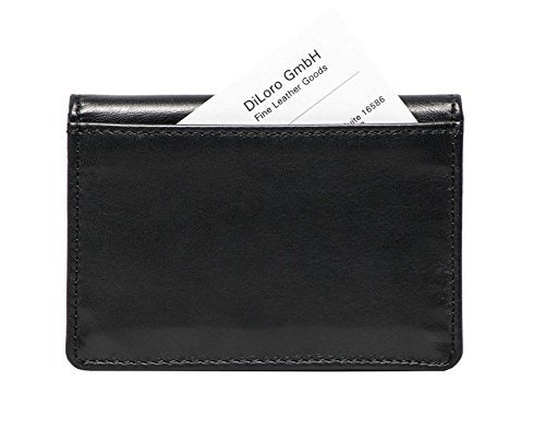 DiLoro Leather Wallets for Men and Women Small Travel Bifold Card Holder Full Grain Black Nappa Leather - Image 2