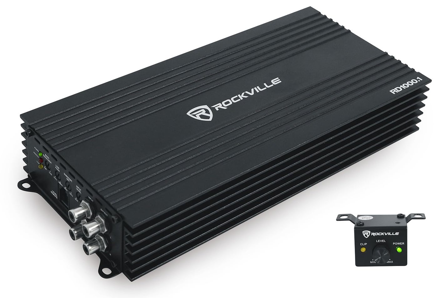 Rockville RD10001 4000W Peak 1000W RMS Mono 1Ohm Car Amplifier ClassD Metal Bass Remote wClip Indicator Low Pass Subsonic Filters Compact HighEfficiency Ideal for Subwoofers