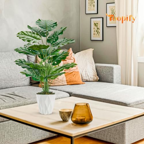Toopify 28" Fake Plants Large Artificial Monstera Faux Plants Indoor with White Pot for Home Office Living Room Decor - Image 5