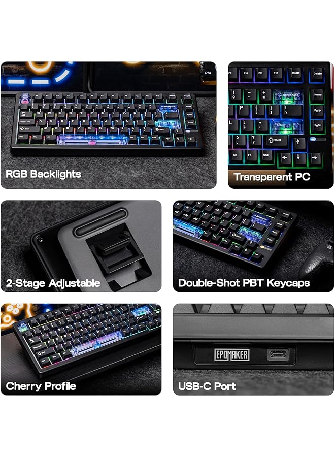 EPOMAKER He80 Hall Effect Gaming Keyboard 8K Polling & 32K Scan Creamy Gasket Dks Socd Hot Swappable Rgb Backlit Wired Gaming Keyboard For Pc & Mac (Black) - Image 3