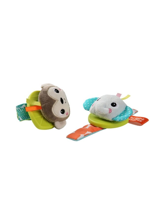Bright Starts - Monkey & Elephant Wrist Rattle Teether Toy - Image 1