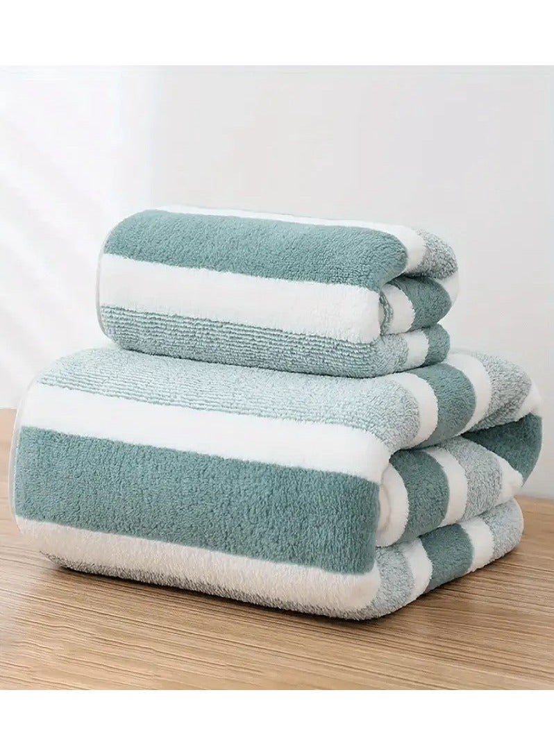 MASIA Set of 2 Luxury Bath Towels - Ultra Soft, Highly Absorbent, Quick Drying - 140x70 cm and 35x70 cm - Large Cotton Towels - bath towels, shower towels, cotton bath towels, ultra-absorbent bath towels, large bath towels, soft bath towels, quick-drying bath towels, bath towel set, bathroom accessories, bathroom essentials. - Image 1