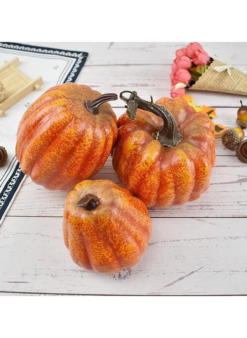Jorunb Artificial Pumpkins Set,8 Pcs Mini Realistic Artificial Pumpkins Fall Harvest Lifelike Pumpkins for Fall Tabletop Decoration (8 PCS) - Image 2