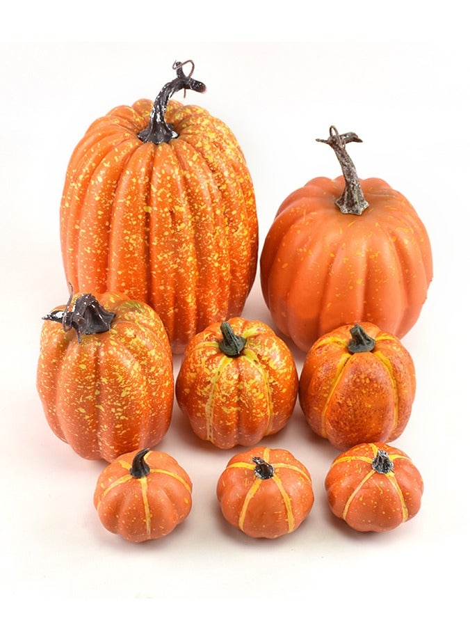 Jorunb Artificial Pumpkins Set,8 Pcs Mini Realistic Artificial Pumpkins Fall Harvest Lifelike Pumpkins for Fall Tabletop Decoration (8 PCS) - Image 1