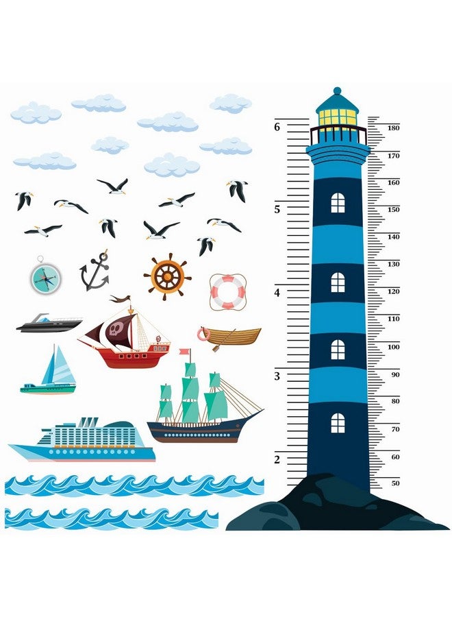 DEKOSH مخطط ارتفاع الأطفال بموضوع بحري من DEKOSH مع مقياس مزدوج وتصميم جميل DKX1601 - Image 1
