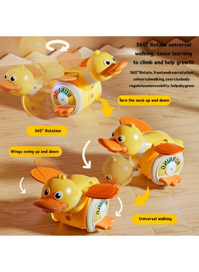 ماكدو لعبة بط صغير يزحف مع أضواء وموسيقى - حركة واقعية، تشجيع على قضاء الوقت على البطن وخطواته الأولى، مثالية للأطفال من عمر 3 إلى 18 شهرًا، هدية مثالية للأولاد والبنات - Image 5