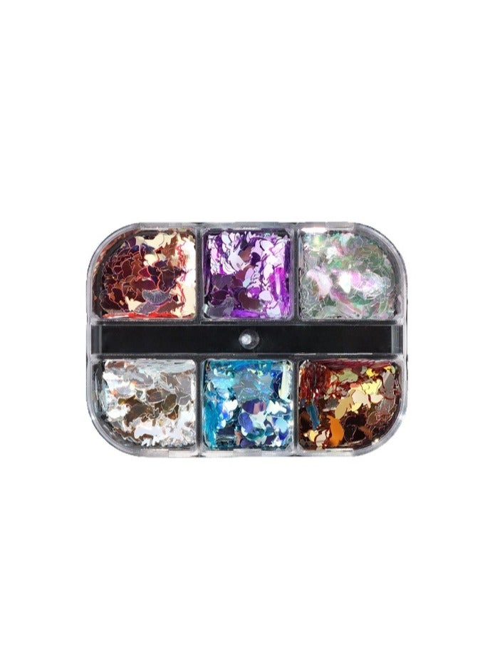 رقائق أظافر لامعة ذهبية على شكل ريشة، 6 شبكات لامعة رقيقة للغاية من رقائق الألومنيوم، تصميمات فنية للأظافر، لوازم أكريليك لتزيين أظافرك بنفسك، للنساء - Image 4