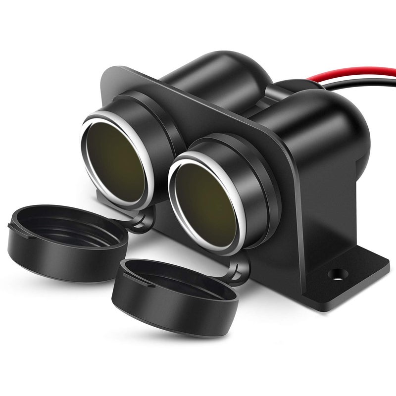 Nilight Dual Cigarette Lighter Socket 12V Lighter Power Outlet 2 Cigarette Lighter Double Plug Splitter Waterproof for GPS Dash Cam Car Marine Truck ATV RV