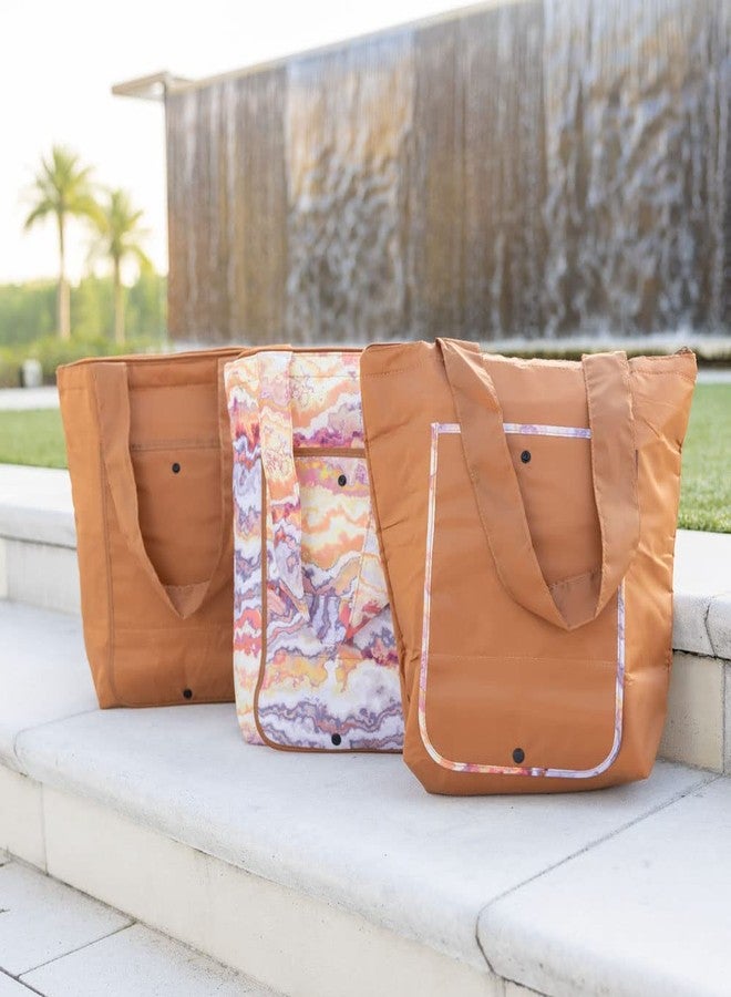 Sachi 3 Piece Market Tote Set - Insulated Therm,an Reusable Grocery Bags for Cold and Hot Foods - Lightweight, Portable and Fold-able (Marble Sunset) - Image 5