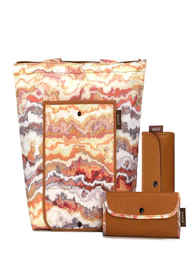 Sachi 3 Piece Market Tote Set - Insulated Therm,an Reusable Grocery Bags for Cold and Hot Foods - Lightweight, Portable and Fold-able (Marble Sunset) - Image 1