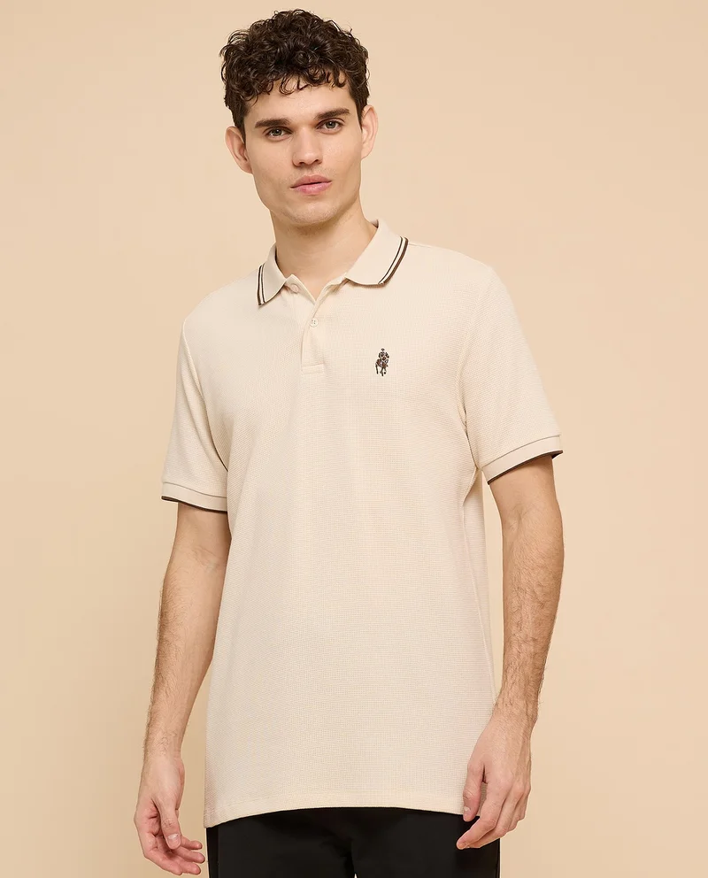 أر أند بي Logo Embroidered Polo T-Shirt with Short Sleeves