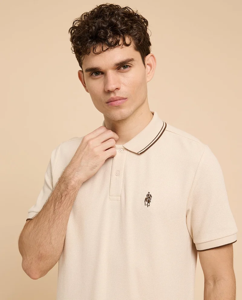 أر أند بي Logo Embroidered Polo T-Shirt with Short Sleeves