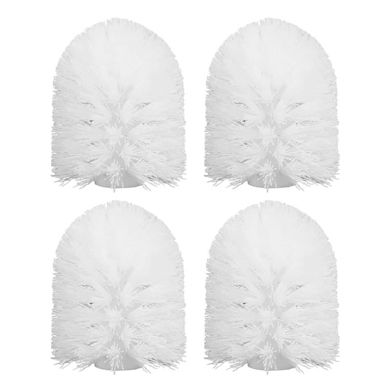 White Plastic Toilet Brush Replacement Heads 4 Pack for Home Hotel Cleaning - Image 2