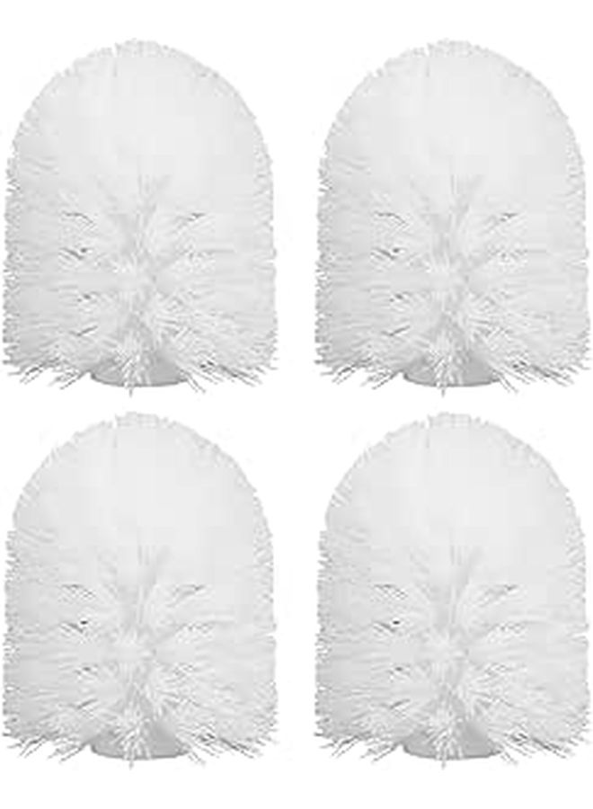 White Plastic Toilet Brush Replacement Heads 4 Pack for Home Hotel Cleaning - Image 1