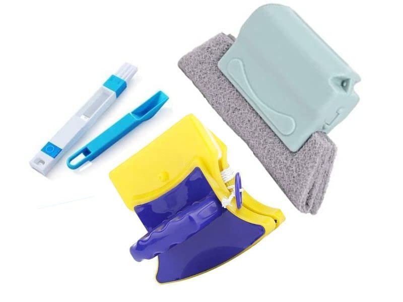 Big cart DoubleSided Magnetic Window Cleaner Complete Cleaning Solution with Triple Combo Groove Frame Brush Dust Brushwith Mini Dustpan - Image 1