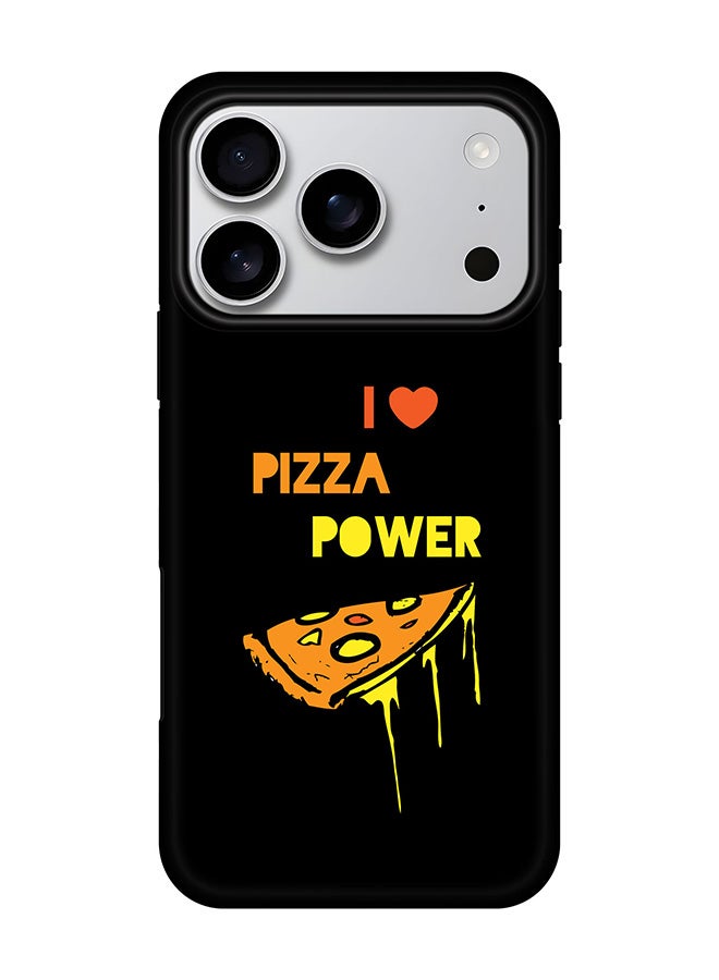 Tough Pro Magnetic Case for iPhone 17 Pro, Dual Layer hybrid PC + TPU Mobile Cover Matte - I Love Pizza (Black)
