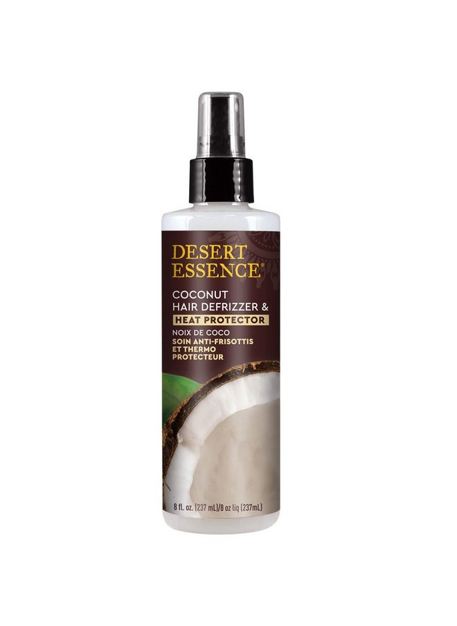 ديزيرت أسينس - مزيل تجعد الشعر بجوز الهند من Desert Essence وحامي من الحرارة 8 أونصة سائلة - خالٍ من الغلوتين، نباتي، خالٍ من القسوة - زيت جوز الهند ومستخلص بذور الجوجوبا - يحمي الشعر من الحرارة وأضرار التصفيف - Image 1