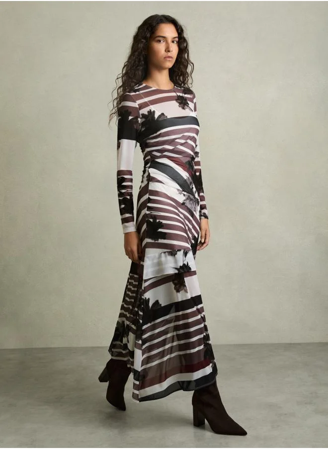 REISS Stripe Printed Dress
