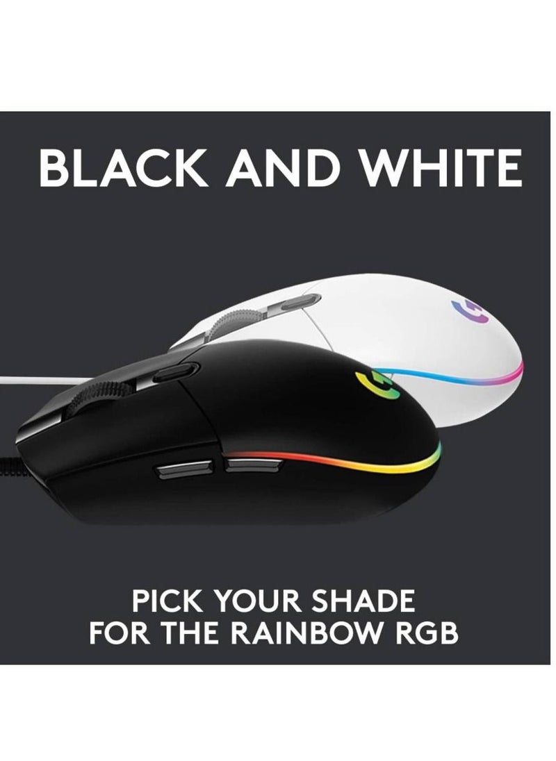 Logitech G102 Lightsync Gaming Mouse Sensor 8000 Dpi - Full-Spectrum RGB 16.8 Million, 6 Programmable Buttons, G Hub Software (85g)