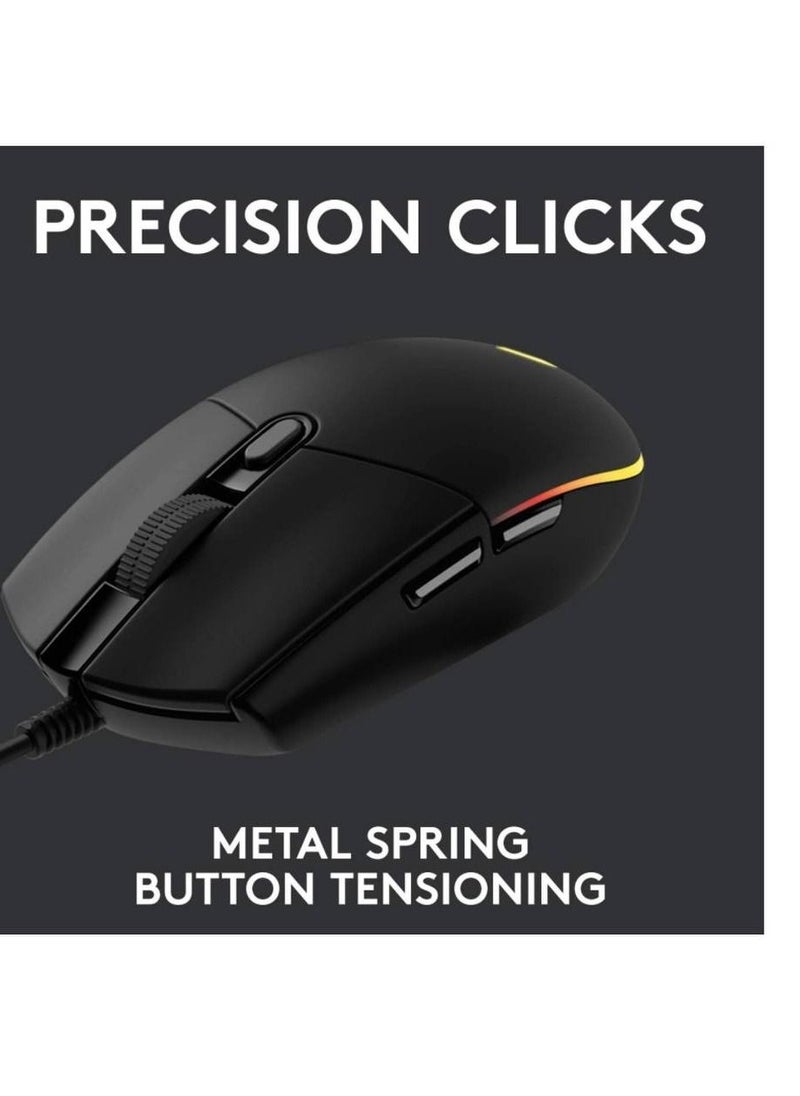 Logitech G102 Lightsync Gaming Mouse Sensor 8000 Dpi - Full-Spectrum RGB 16.8 Million, 6 Programmable Buttons, G Hub Software (85g)
