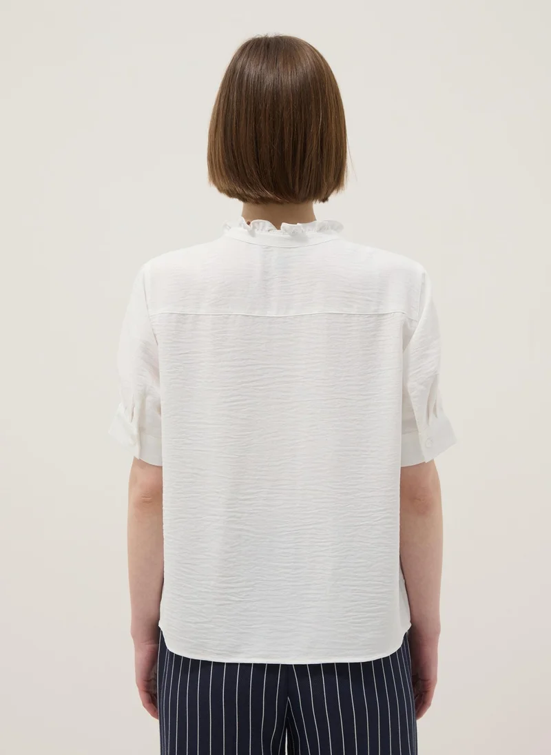 Ovs  OVS White Short Sleeve Pure Cotton Shirt Regular Fit for Women | Best Price UAE