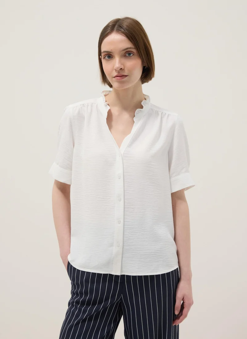 Ovs OVS White Short Sleeve Pure Cotton Shirt Regular Fit