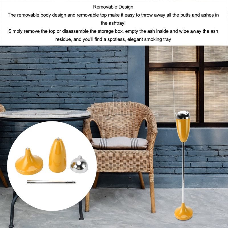 Self Cleaning Ashtray 100 Cigarette Butts Large Capacity Adjustable Height Telescopic Pole - Polished Double-Edge Design Detachable Unit for Indoor Outdoor Use - Image 3