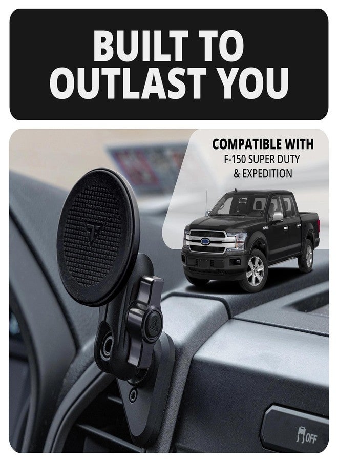 Tackform Link Vent Phone Mount Compatible with 2015-2020 Ford F-150, 2017-2021 Super Duty, 2018-2021 Expedition | Aluminum | Compatible with MagSafe | Universal Magnetic Holder | 2" Arm | Black Knob - Image 2
