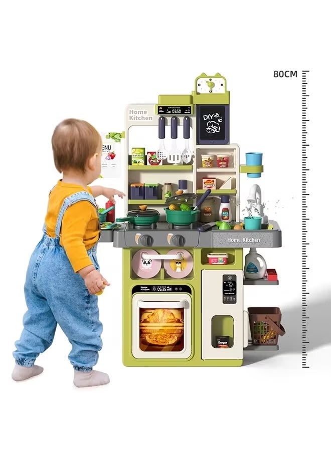 Kids Kitchen Playset, Play Kitchen for Toddlers 1-3 with Sound and Light, Cooking Stove with Steam, Play Sink and Toy Kitchen Accessories Pretend Kitchen Toys for Girls Boys 3-5 (Green) - Image 2