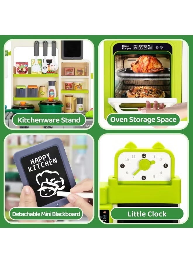 Kids Kitchen Playset, Play Kitchen for Toddlers 1-3 with Sound and Light, Cooking Stove with Steam, Play Sink and Toy Kitchen Accessories Pretend Kitchen Toys for Girls Boys 3-5 (Green) - Image 4