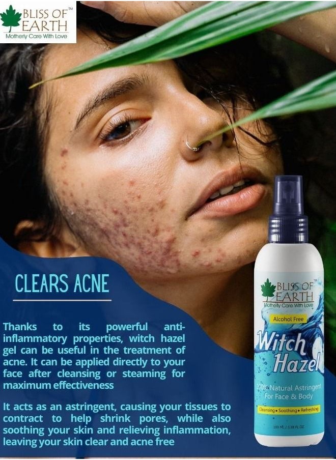 BLISS OF EARTH Bliss of Earth 2x100GM Pure Witch Hazel Astringent Natural Toner Great For Acne & Skin Rashes  - Image 3