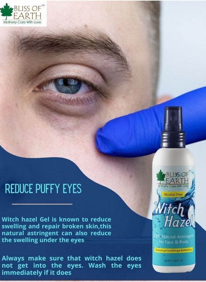 BLISS OF EARTH Bliss of Earth 2x100GM Pure Witch Hazel Astringent Natural Toner Great For Acne & Skin Rashes  - Image 5