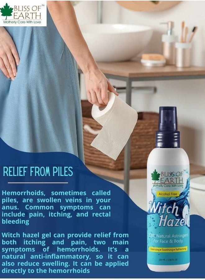 BLISS OF EARTH Bliss of Earth 2x100GM Pure Witch Hazel Astringent Natural Toner Great For Acne & Skin Rashes  - Image 4