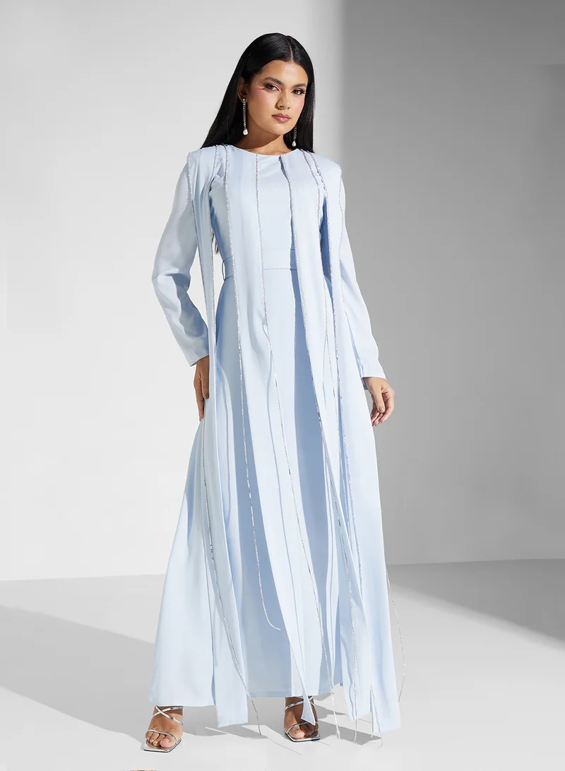 Akadia Fashion round neck fringe details dress