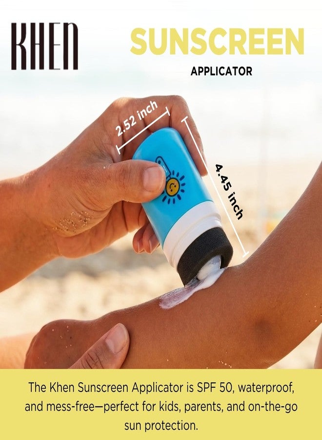 Khen Sunscreen Applicator With Broad Spectrum SPF 50+ Sunscreen UVA/UVB Protection, Water-Resistant 5oz - Kids, Adults & Families, Refillable Roll on Sponge Spill Easy Application, Paraben Dye & Tear Free - Image 2