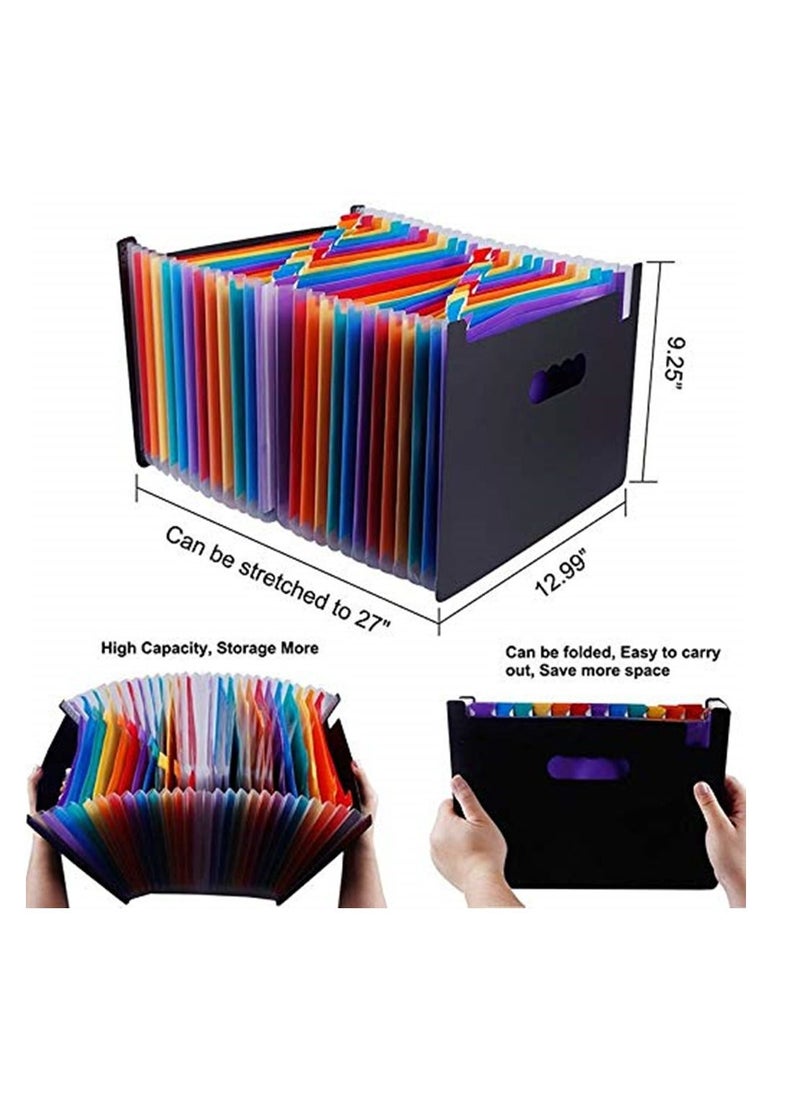 Generic - 24 Pockets File Folder Multicolour Stand Expandable Portable Accordion A4 File Rainbow Document Bag Office School Supplies - Image 1